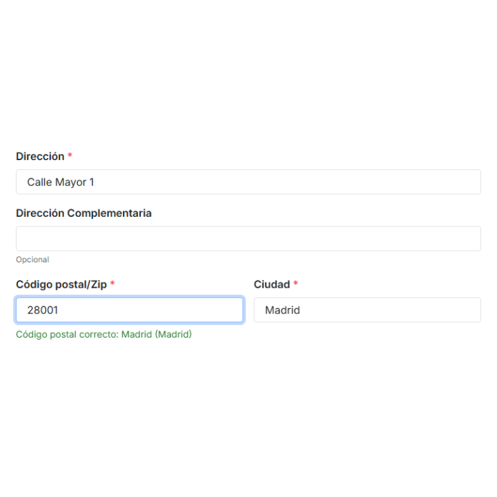 Código postal correcto y población rellenada sola en PrestaShop