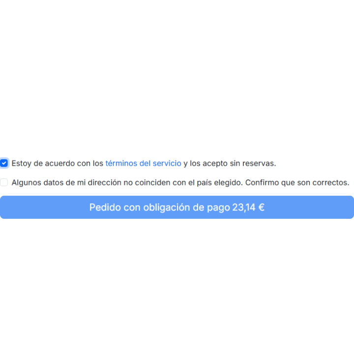 Casilla para confirmar la dirección antes de pagar en PrestaShop