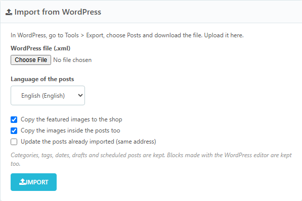 Import from WordPress