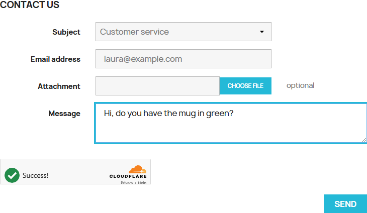 Cloudflare Turnstile captcha on the contact form