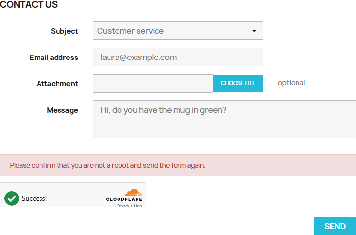 Blocked submission: the form keeps what was typed