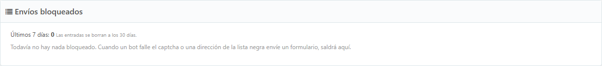 Registro de envíos bloqueados