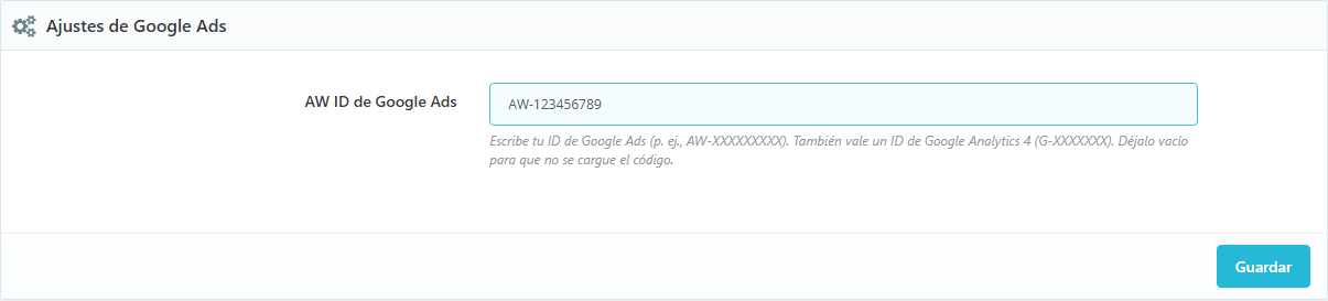 Configuración del ID de Google Ads