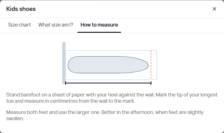 Instructions to measure the foot