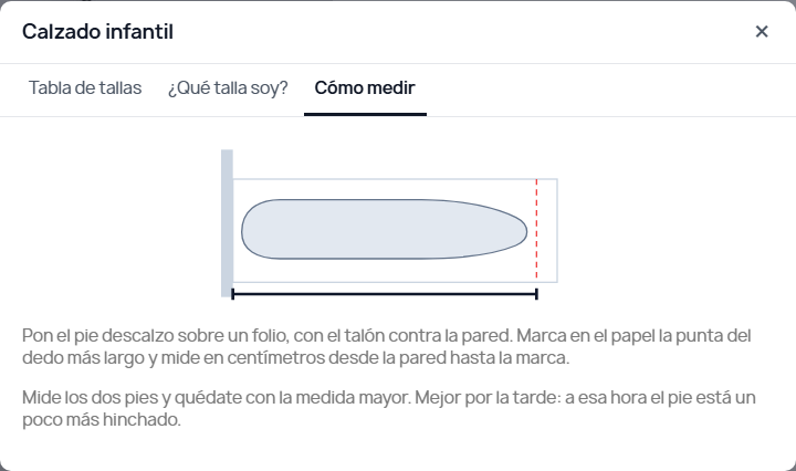 Instrucciones para medir el pie